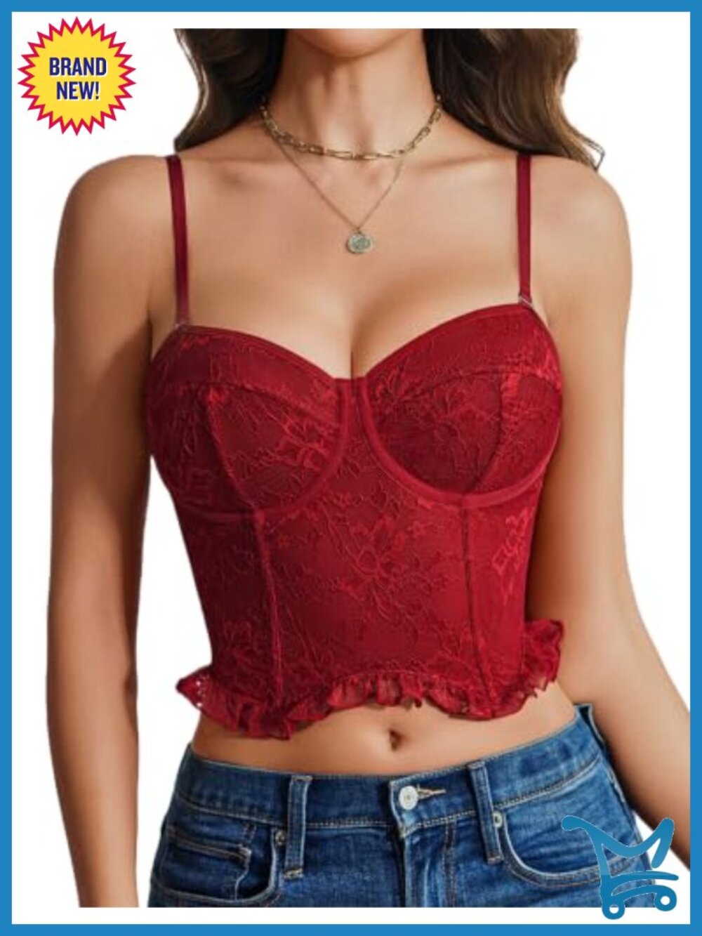 Lace Bustier Corset Top Underwire Viscose Spandex Adjustable Straps